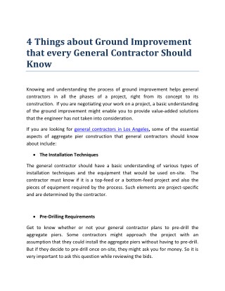 4 Things about Ground Improvement that every General Contractor Should Know