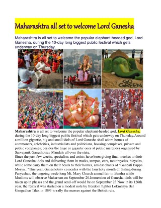 Maharashtra all set to welcome Lord Ganesha