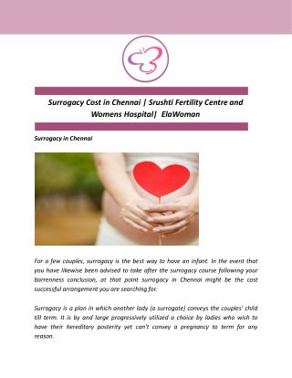 Surrogacy Cost in Chennai | Srushti Fertility Centre and Womens Hospital| ElaWoman