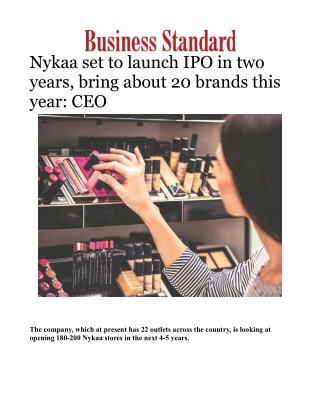 Nykaa set to launch IPO in two years, bring about 20 brands this year: CEOÂ 