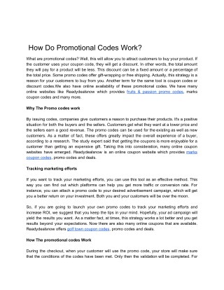 How Do Promotional Codes Work?