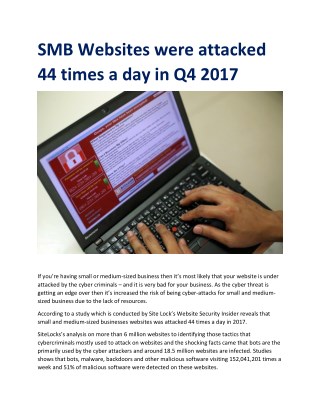 SMB Websites were attacked 44 times a day in Q4 2017