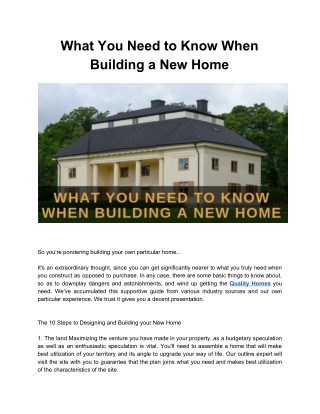 What You Need to Know When Building a New Home