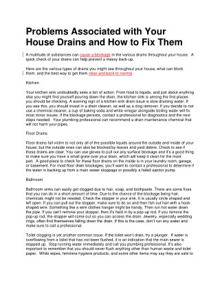 Problems Associated with Your House Drains and How to Fix Them