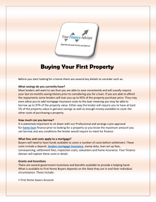 Buying Your First Property