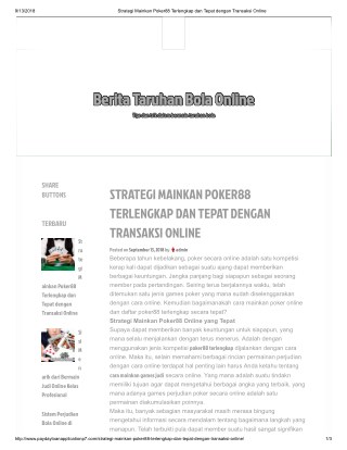 STRATEGI MAINKAN POKER88 TERLENGKAP DAN TEPAT DENGAN TRANSAKSI ONLINE