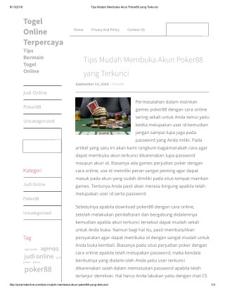 Tips Mudah Membuka Akun Poker88 yang Terkunci