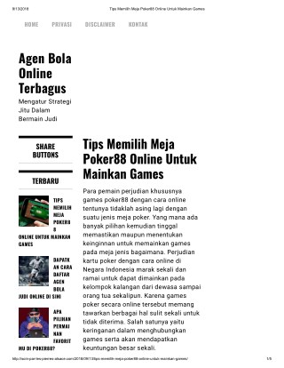 Tips Memilih Meja Poker88 Online Untuk Mainkan Games
