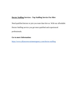 Doctor Staffing Services - Top Staffing Service For Hire