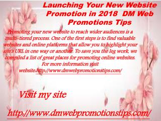 Launching Your New Website Promotion in 2018 | DM Web Promotions Tips