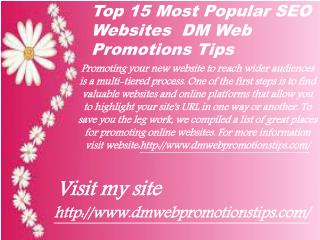 Top 15 Most Popular SEO Websites | DM Web Promotions Tips