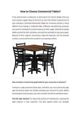 How to Choose Commercial Tables?