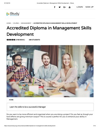 Accredited Diploma in Management Skills Development - istudy