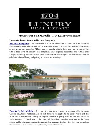 Property For Sale Marbella - 1704 Luxury Real Estate