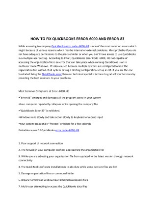 HOW TO FIX QUICKBOOKS ERROR-6000 AND ERROR-83