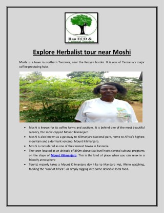 Explore Herbalist tour near Moshi