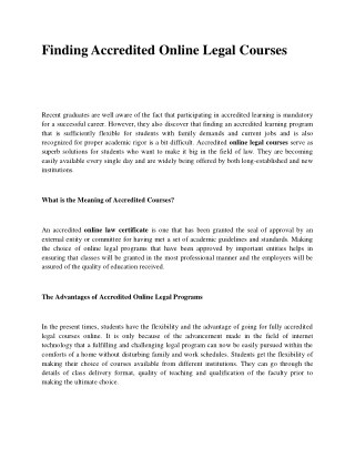 Finding Accredited Online Legal Courses