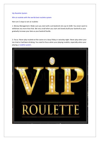 Vip Roulette System