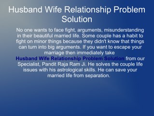 Husband Wife Relationship Problem Solution