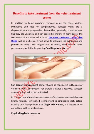 Benefits to take treatment from the vein treatment center