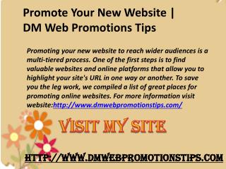 Promote Your New Website | DM Web Promotions Tips