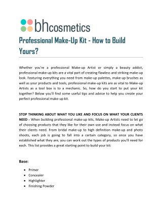 Professional Make-Up Kit - How to Build Yours?