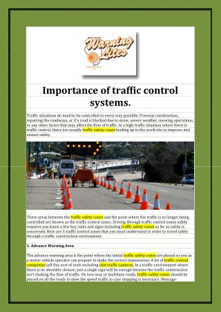 traffic safety cones, traffic control companies at warninglitesofsouthernillinois.com