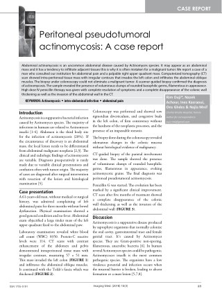 Peritoneal pseudotumoral actinomycosis: A case report