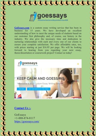 Expert Custom Essay Writers | GoEssays.com