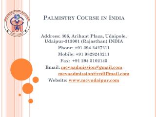 Palmistry Course in India