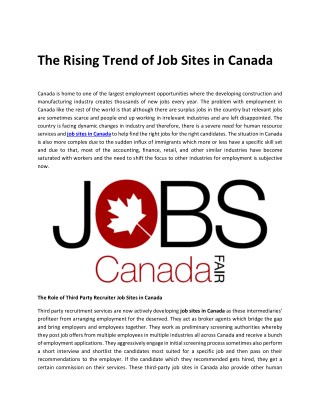 The Rising Trend of Job Sites in Canada