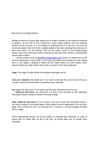 Best Practices for Dialog Windows