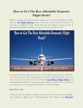 How to Get The Best Affordable Domestic Flight Deals?