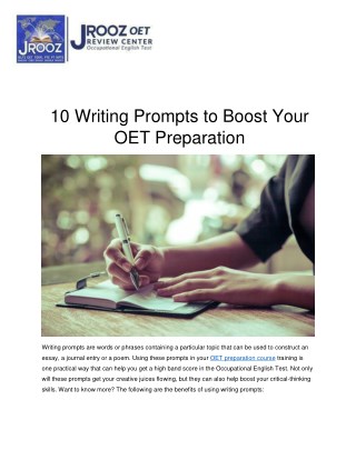 10 Writing Prompts to Boost Your OET Preparation