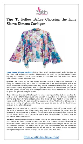 Tips To Follow Before Choosing the Long Sleeve Kimono Cardigan