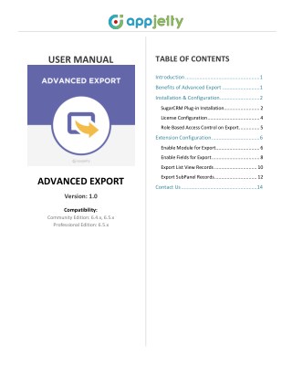 SugarCRM Advanced Export Plugin - AppJetty