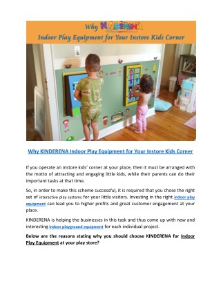Why KINDERENA Indoor Play Equipment for Your Instore Kids Corner
