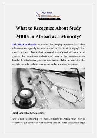 What to Recognize About Study MBBS in Abroad as a Minority