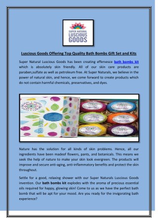 Luscious Goods Offering Top Quality Bath Bombs Gift Set and Kits