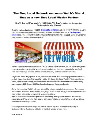 The Shop Local Network welcomes Welchâ€™s Stop & Shop as a new Shop Local Mission Partner