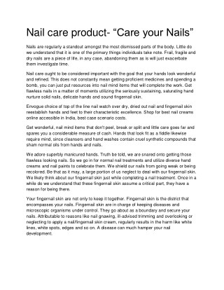 Nail care product- â€œCare your Nailsâ€