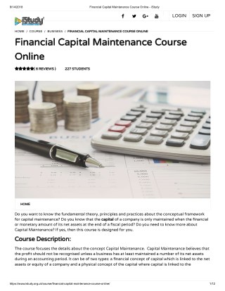 Financial Capital Maintenance Course Online - istudy