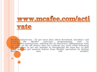 Mcafee.com/activate- Activate Mcafee Antivirus Product OnlineMcAfee antivirus is one of the most robust antivirus brand