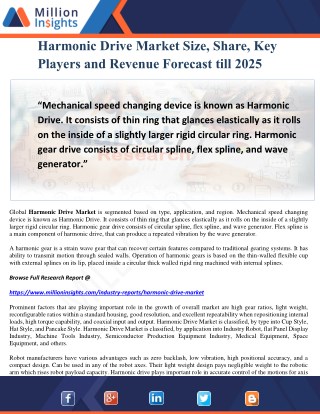 Harmonic Drive Market Size, Share, Key Players and Revenue Forecast till 2025