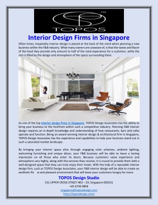 Interior Design Firms in Singapore