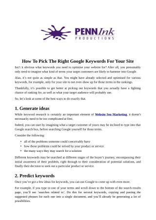 How To Pick The Right Google Keywords For Your Site