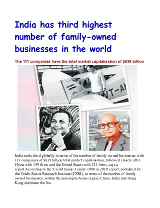 India has third highest number of family-owned businesses in the world