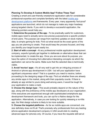 Planning To Develop A Custom Mobile App? Follow These Tips!