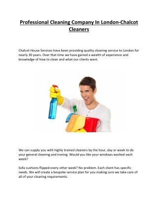 Professional Cleaning Company In London-Chalcot Cleaners