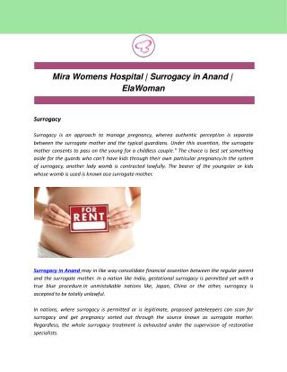 Mira Womens Hospital | Surrogacy in Anand | ElaWoman